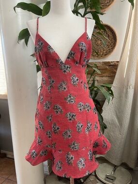 House of Harlow 1960 Coral Pink Floral Spaghetti Strap Slip Dress